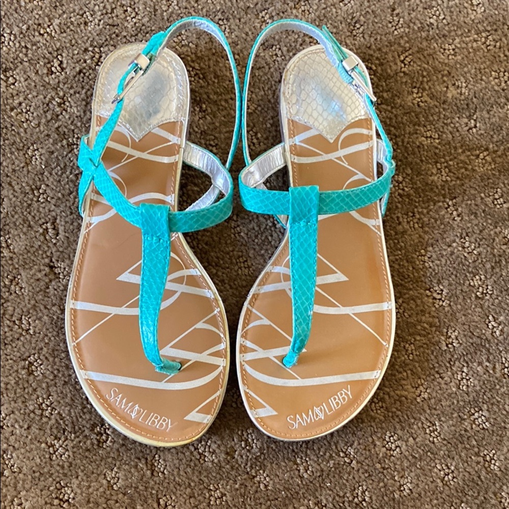 Sam & Libby Aqua Strappy Sandals